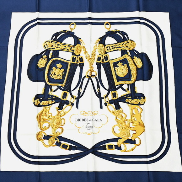 Hermes Hermès Carré 90 Scarf Women's BRIDES DE GALA Ceremonial Bridle Lar...